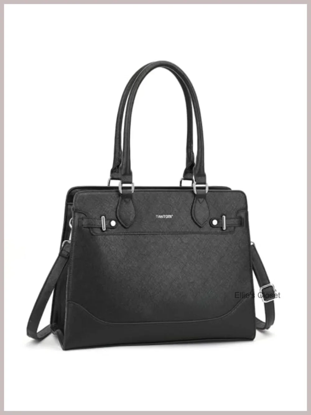 Structured Vegan Leather Satchel Tote for Work with Pockets